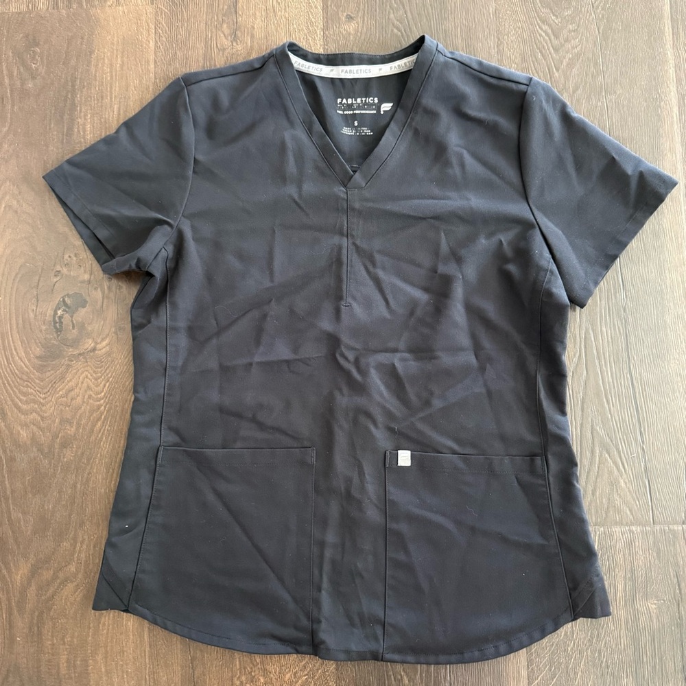 Fabletics Black V-Neck Scrub Top